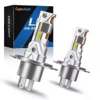 ราคา [ส่งฟรี] Lupuauto 2ชิ้น H4 หลอดไฟ led รถยนต์ ไฟ LED H4 ไฟหน้า รถยนต์ หลอดไฟ led h4 ไฟ led รถยนต์ 100W 20000LM Hi/Lo Beam 6500K หลอดไฟไฟหน้ารถดีไซน์แบบไร้สายสำหรับไฟติดรถยนต์ CSP 7035 Chip สีขาว (17321