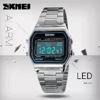 ราคา นาฬิกาแฟชั่นผู้ชาย, SKMEI, จอแสดงผลดิจิตอล, สแตนเลส, สไตล์กีฬา LED, นาฬิกาข้อมือทหารกันน้ำ, 1123, Jam Tangan Lelaki (1732335988078513117)