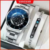 ราคา นาฬิกา Geneva สำหรับผู้ชาย สแตนเลส พร้อมปฏิทิน Jam Tangan (1730592877939362263)