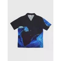 ราคา Blue Black Halfmoon Betta Hawaii Shirt - Black/Blue (1732483889171498319)
