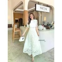 ราคา OR99005 ชุดเซ็ทผ้าลูกไม้สีขาว เนื้อแน่น เสื้อพร้อมกระโปรง ใส่ทำบุญ ใส่เที่ยวได้ งานป้าย ORANGE (1731330997480228083)