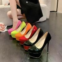 ราคา รองเท้าส้นสูงแพลตฟอร์มกันน้ำ, รองเท้าส้นสูง, สำหรับผู้หญิง, แฟชั่นสตรีท, สไตล์ไนท์คลับ, วัสดุหนัง, ดีไซน์เซ็กซี่, ส้นสูง, Super High Heel (1731738174715169101)