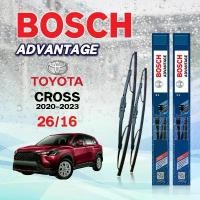 ราคา BOSCH ใบปัดน้ำฝน แบบก้านเหล็ก แบบคู่ 26/16 TOYOTA CROSS ปี 2020-2023 รุ่น ADVANTAGE (1731977403858191423)