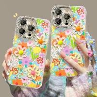 ราคา [New item]❤️Promotion❤️ Super cute!iPhone 16/15/14 Pro Max/13 case, little girl style❀ Brightly colored flowers + fancy chain ชุด ชาร์จ ไอโฟน เคส ชินจัง (1731372403993445669)