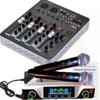 ราคา LXJชุดเครืองเสียง สเตอริโอมิกเซอร์4ช่อง BLUETOOTH USB MP3 DIGITAL EFFECT4000bt+ไมโครโฟนไร้สาย/ไมค์ลอยคู่ UHF ประชุม ร้องเพลง พูด WIRELESS MicrophoneLX200 (1729843239928629816)