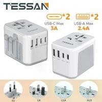 ราคา [พร้อมส่ง] 【ส่งไวจากไทย】TESSAN All In One หัวแปลงปลั๊กไฟ Universal Travel Plug Adapter 2 USB-C + 2 USB หัวชาร์จ US AU EU UK ใช้ได้ทั่วโลก (1732484894724294303)