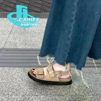 ราคา Yiya Zhao Lusi สไตล์เดียวกัน Retro Birkenstock ผู้หญิง 2024 ฤดูร้อนใหม่ รองเท้าแตะแพลตฟอร์มโรมัน เข็มขัด หัวเข็มขัด รองเท้าชายหาด (1730888526522059235)
