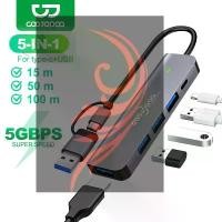 ราคา GOOJODOQ 2-In-1 5พอร์ต USB 3.1 Type-C ความเร็วสูง USB C HUB พร้อม3.0 2.0 5Gbps TF SD Reader ช่องเสียบการ์ด PD สำหรับ MacBook Pro Air USB C Splitter (1731476995634529778)