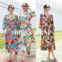 ราคา Dress wrap butterfly ชุดเดรสผูกเอวทรงป้ายลายดอก ชุดเที่ยวทะเล ชุดสงกรานต์ลายดอกสีสดใสผ้าใส่สบาย (1730797281206634569)