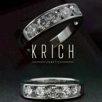 ราคา KRICH. แหวนเงิน 92.5 ฝังเพชรโมซาไนท์เม็ดละ 30 ตัง 5เม็ด ชุบทองคำขาว รุ่น Band 905 (1730515456057969428)