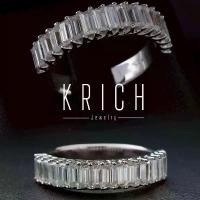 ราคา KRICH. แหวนเงิน 92.5 ฝังเพชรบาเก็ท ชุบทองคำขาว รุ่น Band 912 (1730347022347307796)