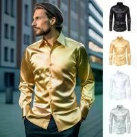 ราคา เสื้อเชิ้ตผู้ชาย พื้นผิวมันวาว วัสดุผ้าซาติน สีทึบ คอปก กระดุมลง ความยาวปานกลาง เสื้อเชิ้ตทางการ เหมาะสำหรับธุรกิจ ปาร์ตี้ และคลับ ส่งฟรี Men's shirts (1731894387498321446)
