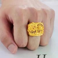 ราคา แหวนมังกร ชุบทองเหลือง 14k สำหรับผู้ชาย แหวนวันเกิด แหวนเปิดหนา ครอบงำ ของขวัญสำหรับผู้ชาย Oro puro de 14 k (1731415929013437866)
