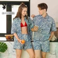 ราคา PLAYBOY SUMMER MELT เสื้อฮาวายยีนส์แขนสั้น รุ่น P1UT252SS006BL กางเกงยีนส์ขาสั้น รุ่น P1UB252JS001BL (1731304251923137767)