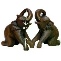 ราคา ช้างหมอบชูงวงสุง8นิ้วราคา/2ตัว wooden elephant souvenir wood carvingช้างคุกเข่าชูงวง ช้างไม้แกะสลัก (1731167984881077209)