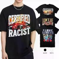 ราคา Certified RACIST flame retardant printed fashionable plus size printed round neck cotton T-shirt, suitable for fashion and comfort (1732498992138520197)