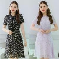 ราคา ALERT BRAND เดรสผ้าชีฟองลายสวย แพทเทิร์นใส่ง่าย มีดีเทลแต่งลูกไม้รอบคอ อก เอวและชายแขน ช่วงกระโปรงเป็นระบายชายหางปลา สวยทั้งสองสี สีดำสวยเด่นพรางเอว สีม่วงพาสเทลสวยแบบคุณหนูละมุน (1731755687052543734)