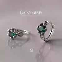 ราคา MINDต่างหูเงินแท้ Lucky Gems Earrings มรกตอัญมณีสีเขียว ตุ้มหูเงินแท้ ต่างหูแฟชั่น ต่างหูเกาหลี (1732485844394149431)