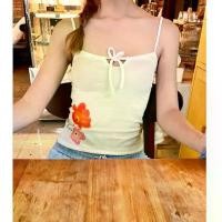 ราคา LALI TANK TOP เสื้อสายเดี่ยวสกรีนดอกไม้ มีบริการเก็บปลายทาง (1732154576489579578)