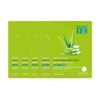 ราคา [แพค5แผ่น] มาส์กหน้า อโลเวร่า ฟื้นฟูผิวแห้งกร้าน ผิวไหม้แดด LEAVES NATURAL ALOE ESSENCE MASK SHEET 5x25 ML. All Skin Types (1729649788838120234)