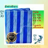 ราคา ผ้าใบพลาสติก ผ้าฟาง ขนาด 2x3, 3x4, 4x5 (สีฟ้า-ขาว) บลูชีท ผ้ากระสอบ แบบผืน Blue Sheet ผ้าใบคลุมบ่อ ผ้าฟางฟ้าขาว ใช้ซ้ำได้ PVC กันน้ำ (1729598506602498866)