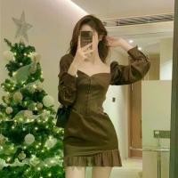 ราคา mini sugar brown dress เดรสสีน้ำตาลน่ารัก (1729800132618324423)