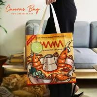ราคา " TOMYUM KOONG " canvas tote bag กระเป๋าผ้าแคนวาส ถุงผ้า ลายต้มยำกุ้ง (1732441425983210733)