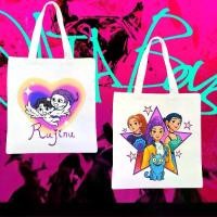 ราคา Kpop Demon Hunters Printed Fashion Canvas White Shoudler Bag Large Capacity Women Shopping Bags Fans Gift Bags (1732341445387519398)