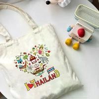 ราคา ชุดสะดือเปิด I love Thailand สไตล์ใหม่ รุ่นผู้หญิง #TH004r ผ้าฝ้ายนุ่มสบาย canvas bag tote bag กระเป๋าผ้าใบ กระเป๋าหิ้ว (1731956169138931345)