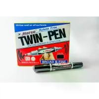 ราคา ส่งฟรี ปากกาเคมี 2 หัวตราม้า (12 ด้าม/กล่อง ) ปากกาสองหัว ปากกามาร์คเกอร์ ปากาลบไม่ได้ Permanent Marker Twin Pen (1732230318869087440)