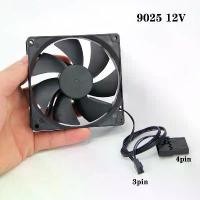 ราคา พัดลมระบายความร้อนแบบไม่มีแปรง, DC 12v, 90 * 90 * 25, 9025, 3pin หรือ 4pin ใหญ่, 9 ซม., 90 มม., พัดลม PC, 90mmx25mm, สำหรับเคสคอมพิวเตอร์, GPU และ CPU Cooler, B4TKTH (1731512907875650535)