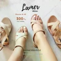 ราคา รองเท้าไซส์ใหญ่ 41-44 รุ่น Lamer Glitter รองเท้ารัดส้น ส้นสูง 3 นิ้ว ส้นเตารีด ส้นตึก bigsize plussize (1729611475264375751)