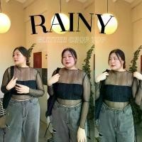 ราคา RAINY Glitter เสื้อครอปซีทรูกลิตเตอร์ลายทางขอบหยักสวยวิ๊งเล่นแสง (1729640664215947459)