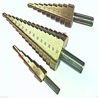 ราคา ST02 ดอกสว่านทรงเจดีย์ ดอกเจาะคว้านรู,Step Drill,ชุบไทเทเนียม ยกชุด 3 ดอก 5/9/15 Step เบอร์มิล ใหญ่สุด 32 mm เครื่อง มือช่าง มืออาชีพ บาร์ เลื่อยยนต์ (1732285043052282980)