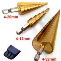 ราคา ST01 ดอกสว่านทรงเจดีย์ ดอกเจาะคว้านรู,Step Drill,ชุบไทเทเนียม ยกชุด3 ดอก5/9/15 Step เบอร์มิล ใหญ่สุด32 mm*แกนหกเหลี่ยม* คําแนะนําการขายที่ร้อนแรงในเดือนนี้ หัว จับ สว่าน เม็ด มีดกลึง เข็ม คาบู (173225