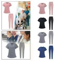 ราคา ชุดทำงานพยาบาล ชุดทำงานผ้าฝ้ายเนื้อนุ่ม มีกระเป๋า ชุดสครับผู้หญิง เหมาะสำหรับร้านสัตว์เลี้ยง SPA กายภาพเครื่องสำอาง ช่างตัดขนสัตว์เลี้ยง ร้านเสริมสวย (1730010278576622003)