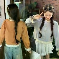 ราคา Chili Koko เสื้อเชิ้ตลูกไม้เย็บปะติดปะต่อกันสไตล์ฝรั่งเศสหวานของผู้หญิงเสื้อเบบี้ดอลสั้นทรงหลวม W603 (1732243303228147134)