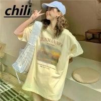 ราคา chili 2325/2327 เสื้อยืดโอเวอร์ไซส์ผู้หญิง เสื้อยืดคอกลม สีเหลือง（oversized T-shirt） Outfits Clothing (1729615170695366840)