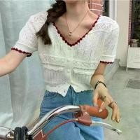 ราคา Grace&Chili 38018 เสื้อไหมพรม เสื้อครอป ครอปแฟชั่น ผ้าไหมพรมลายลูกไม้ เกาหลี 4 สี ผู้หญิง Clothing Outfits (1729763256640965086)