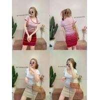 ราคา Parin Original มินิเดรส สีพาสเทลแต่งทูโทนทอคาดลายเส้นตัดสี ทรงคอเหลี่ยมแขนสั้นผ้าไหมพรมงานสวย รุ่น พริกแดง Chili E301A (1729680911072398076)