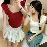 ราคา CHILI#เสื้อครอปแขนตุ๊กตา เสื้อยืดคอเหลี่ยมระบายสำหรับผู้หญิงในฤดูร้อน ทรงเข้ารูป เสื้อเปิดหน้าท้อง แฟชั่นเซ็กซี่#D623 (1732061468047870136)