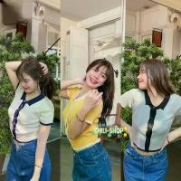 ราคา Chili#เสื้อไหมพรมคอปกกระดุมหน้าแต่งขอบสีน่ารัก เสื้อยืด เสื้อแฟชั่นผญ 47048 ผู้หญิง Clothing (1729717118142417080)