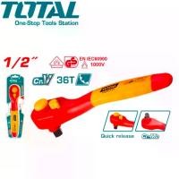 ราคา TOTAL ด้ามฟรี 1/2 นิ้ว ขนาด ยาว 250 มม. (10 นิ้ว) หุ้มฉนวน VDE กันไฟฟ้า 1000 V รุ่น THIRTH121 (Insulated Ratchet Wrench) (1729759076461349067)
