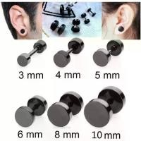 ราคา ต่างหู ตุ้มหู จิว ต่างหูผู้ชาย Black Gothic Barbell Earring Fashion Round Plain Men Stud Earring Jewelry (1732043962110478893)