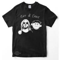ราคา เสื้อยืดพรีเมียมสีดำ Kurt & Ernie เสื้อยืด Kurt Cobain Grunge Smells Like Teen Spirit ลำลอง (1731677005865649815)