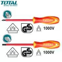 ราคา TOTAL ไขควงหุ้มฉนวน ปากแบน+ไขควงหุ้มฉนวน ปากแฉก PZ2 ขนาด 4 นิ้ว VDE Screwdriver THTIS4100+THTISPZ2100 (1729709982529980619)