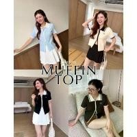 ราคา MUFFIN TOP เสื้อไหมพรมสีทูโทน ขายร้อน เสื้อไหมพรมสาวอวบ (1732092289998161100)