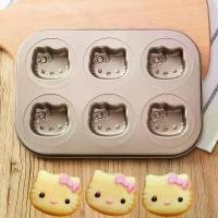 ราคา ถาดอบขนม ถาดอบคัพเค้กรูปคิตตี้ ถาดอบคิตตี้ 6 หลุม flat muffin pan ถาด อบ (1729618512317679955)
