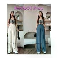 ราคา B0010 Beer&Oil กางเกงขายาวเอวสูงซิปหลังบานลิลลี่ ผ้าลิลลี่งานซิปหลังมีกระเป๋า2ข้างใช้งานได้จริง (1732327388538963299)