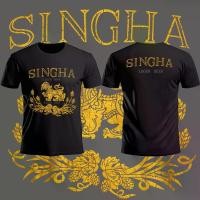 ราคา แขนสั้นขายร้อน เสื้อยืดสิงห์เบียร์สไตล์วินเทจ Singha Beer T-shirt (1732179186095064801)